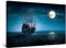Startonight Bilder Schiff und Mond am Blauen Meer, Leinwandbilder Moderne Kunst, Landschaft Wanddeko Kunstdrucke, Wandbilder XXL Wohnzimmer Groß Wand Bild 80 x 120 cm, Tag Nacht Effekt, Elegante