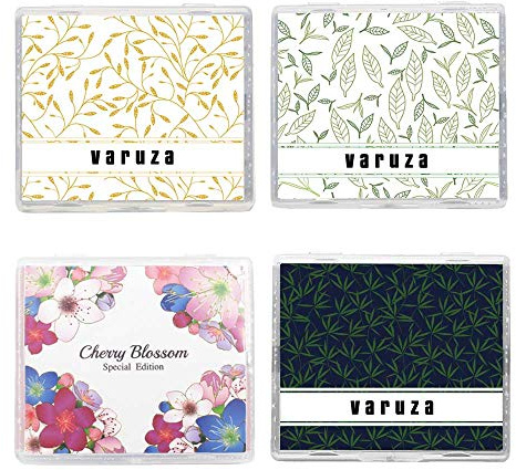 Variety Set Oil Blotting Paper Sheets with Makeup Mirror - Cherry Blossom, Bamboo Charcoal, Hemp, Green Tea…