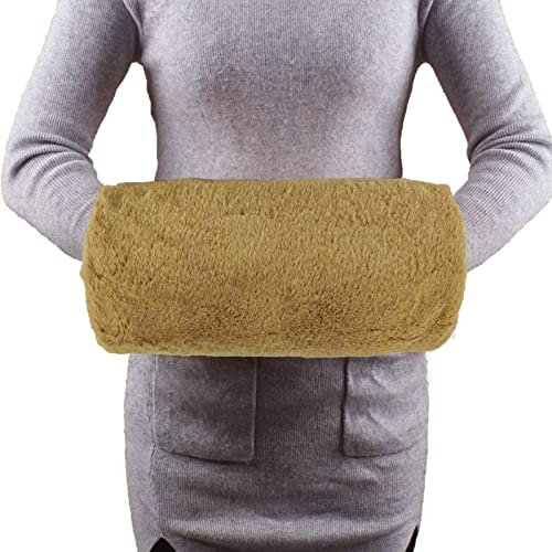Kunstpelz Hand Muffs, Muff Fell Fluffy Handwärmer Fell Plüsch Muff für Wärmende Hand Soft Handmuff für Damen Herren Wärmende Hand im Winter (Khaki)