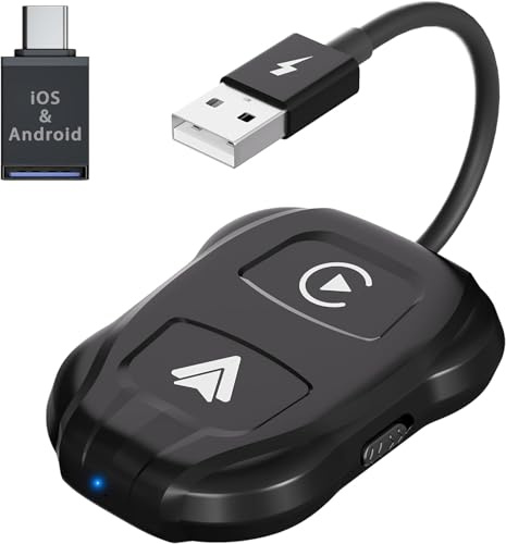 OBEST Neueste CarPlay und Android Auto Wireless Adapter, 2 in 1 Wireless Carplay Android Auto Adapter Convert, Plug and Play, Kompatibel mit Android & iOS 10+