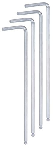 sourcing map 4pcs Ball End Hex Key Wrench 2.5mm L-Shape Long Arm Hexagon Metric Wrenches Chrome Vanadium Steel Repairing Tool for Home Repair, Silver Tone