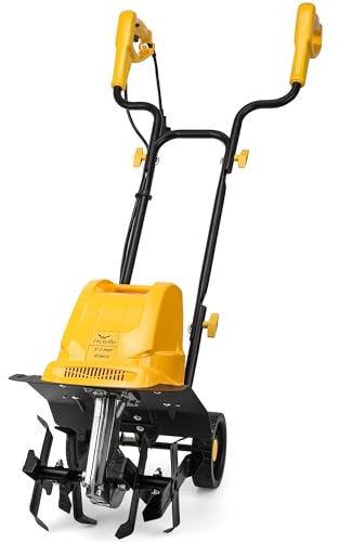 IncwBo Garden Rototiller 12-Inch 10.5-Amp Corded Electric Tiller/Cultivator, Adjustable Wheels, 8-Inch Tilling Depth, Powerful and Lightweight Tiller