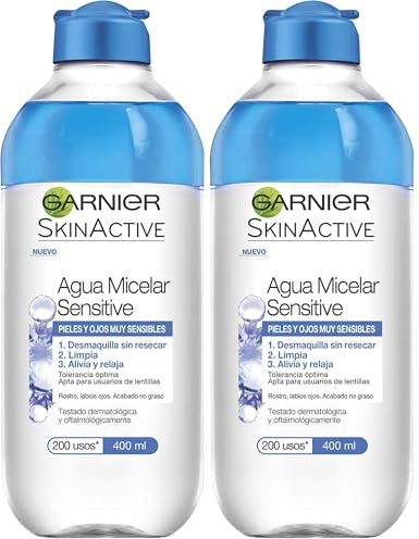 GARNIER Skin Active - Agua Micelar Sensitive para Pieles y Ojos Muy Sensibles, 400 ml (Paquete de 2)