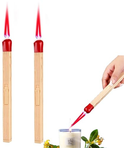 2-pack tändare, ficklampa, stor tändsticka, multifunktionell butangas-tändare, vindtät jetflammatändare med justerbar låga och påfyllningsbar lång tändare, lämplig for kök, inomhus, ljus, camping, pre