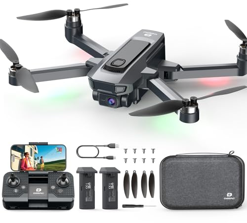 DEERC D25 Drone con Cámara 4K para Niños y Adultos, Transmisión 5G, Cuadricóptero RC Plegable, Juguete Compacto con Motor sin Escobillas, Mantenimiento de Altitud, Giros 3D, 2 Baterías