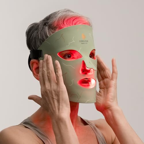 ODELYNE® Adara Lite - Maschera per il viso a LED per terapia della luce, con infrarosso puro 1072 nm e luce rossa, terapia rossa per anti-rughe e cura della pelle, mira a linee sottili