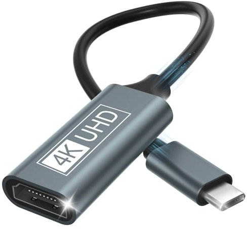 USB C auf HDMI, Type C auf HDMI 4K Adapter Thunderbolt 3/4 AUF USBC auf Hdmi Adapter Kompatibel mit iPhone 17/16Pro/16Pro Max/16/15, MacBook Pro/Air, iPadPro/Air, Galaxy S/Note, Dell XPS