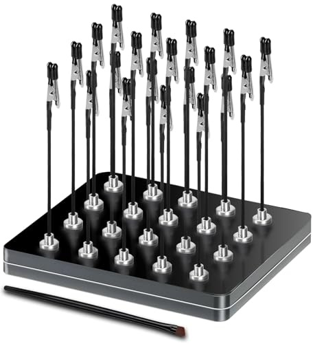 Magnetic Helping Hands for Soldering with 20 Flexible Magnetic Clips - All-in-One Steel Box Station with Brush, Ideal as a Model Painting Stand, Soldering, PCB, and Crafts (Black)​