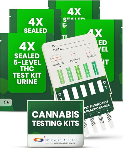 ADESTE 5 nivåer THC testkit | Cannabis testkit urin: Snabbt och exakt på 5 minuter | 5-nivådetektering (10 – 300 ng/mL) | Lätt att använda Cannabis läkemedelstestkit, inget laboratorium behövs | 4