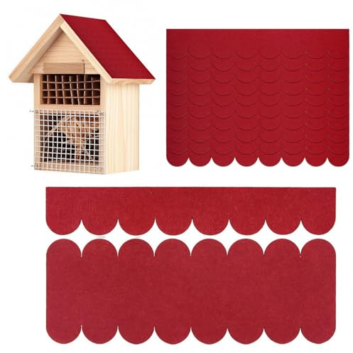 yolzhxe 32 Pezzi Feltro per Tetti per Casette per Uccelli, Tagliabile Impermeabiletegole Bituminose, Mini Adesive Tegole Casetta Uccelli Adatto per Casette per Lapin, Modellismo, ecc (Rosso)