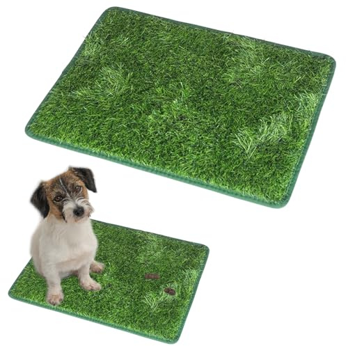 2 st kissdyna för hund 46 x 58 cm, konstgräsmatta torv hundtoalett valp kiss träningsdyna husdjursgräs för hundar tvättbara dynor valpersättningsmatta balkong golvskydd (grön 1)