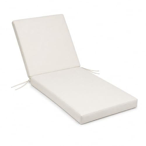 TEMPO STYLE – Cuscino Premium per Lettino Prendisole 190x60 cm | Schienale Reclinabile, Imbottitura Comfort e Laccetti | Ideale per Giardino, Piscina e Outdoor (Avorio)