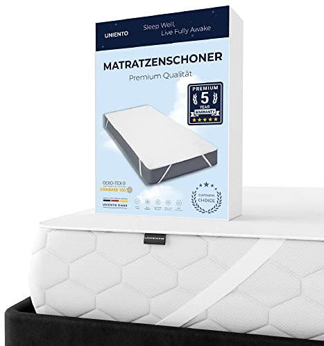 UNIENTO Matratzenschoner 70x140 - wasserdichte Matratzenauflage 90 x 200 / 180x200 / 140x200cm / 160x200 / 100x200 / 60x120, Inkontinenzunterlage waschbar, Atmungsaktiv (70x140) Weiß