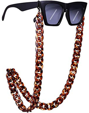 VALICLUD Catenella per Occhiali Catena Antiscivolo in Tartaruga con Cordino Porta Occhiali da Sole Cinturino per Donna Uomo Marrone