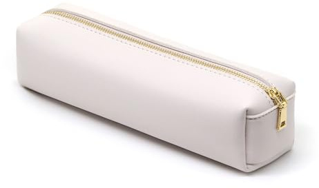 DOBMIT PU Pencil Pen Case Portable Stationery Bag Big Capacity Pencil Pouch Cosmetic Organizer Bag for Adult- Beige