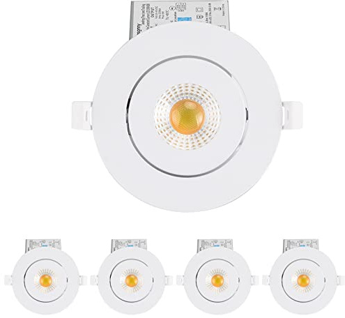 4 Inch Led Recessed lights ,Ultra-Thin Adjustable Eyeball Gimbal LED Recessed Lighting, with Junction Box 9 Watts,750lm, Dimmable geiling light ETL (2700K/3000K/3500K/4000K/5000K Option, 4pack)