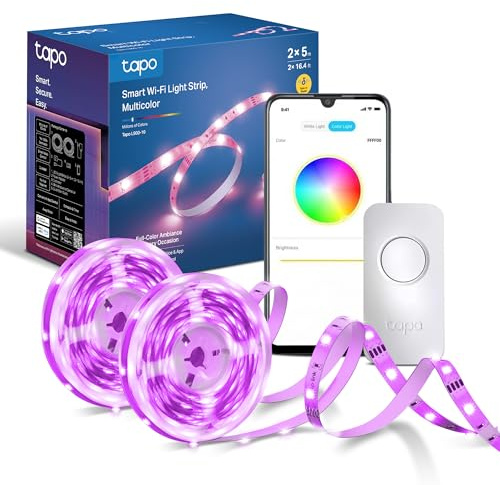Tapo L900-10 LED Strip Light 10m (2x5m), Multicolour Led Lights for TV Bedroom, Smart Lighting Controls, Voice Control with Alexa & Google, Flexible Installation, Schedule & Timer