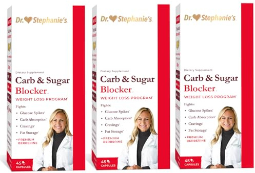 Pharmaganics Dr. Stephanie's Mealtime Carb & Sugar Blocker - Reduce Digested Carbs, Sugars, & Calories, Stimulant-Free (3 Pack)