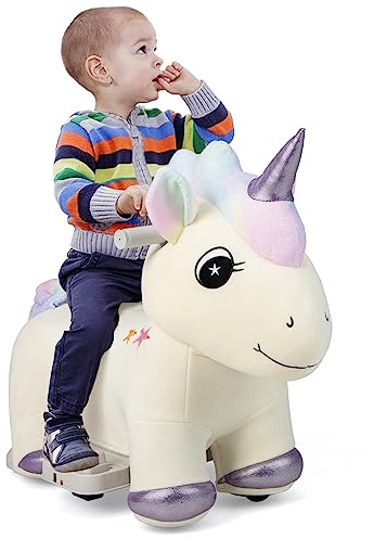 RELAX4LIFE Juguete de montar para niños, vehículo eléctrico de pedal, manillar antideslizante, función musical, juego de rol para niños 3 años + (unicornio)