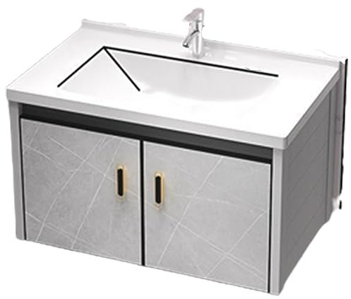 CASEGO Household Multifunctional Bathroom Cabinet Double Door Large Capacity Locker Durable Washbasin Cabinet Combination (80cm)