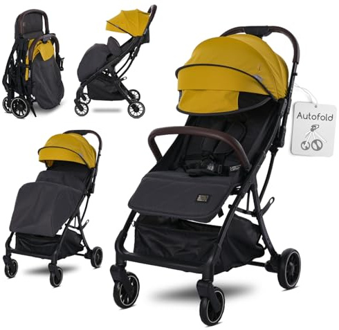 Lorelli silla de paseo Minori plegable ruedas PU portavasos cubrepiés, color:amarillo