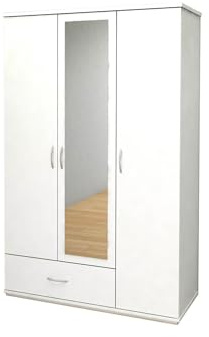 S & S Saldos y Stocks Armario de Dormitorio 3 Puertas DN, con Espejo Blanco 195x120x50 cm