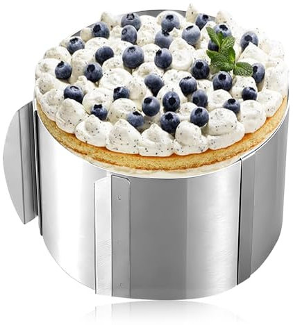 Tortenring Verstellbar, Tortenring Hoch Mit Zwei Griffen Zum Ziehen, Perfekt Geeignet für Schichttorten Verstellbar 16 - 30 Cm, HitzebestäNdig, Rostfreier Edelstahl