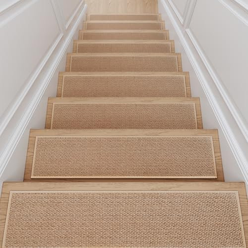 SIXHOME Treppenstufen Matten Antirutschmatte Anti-Rutsch Treppenmatten Stufenmatten Innen Treppenteppich mit Gummirücken für Treppen 15 Stück 76x20cm