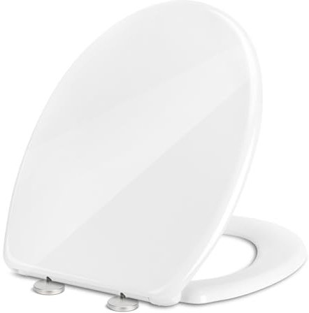 YOTOREE Tapa WC en Forma de O, Asiento de Inodoro de Cierre Suave, Tapa Inodoro con Liberación Rápida, Tapadera WC con Bisagras Ajustables, Tapa Vater Urea-formaldehído con Soporte de 200KG, Bianco