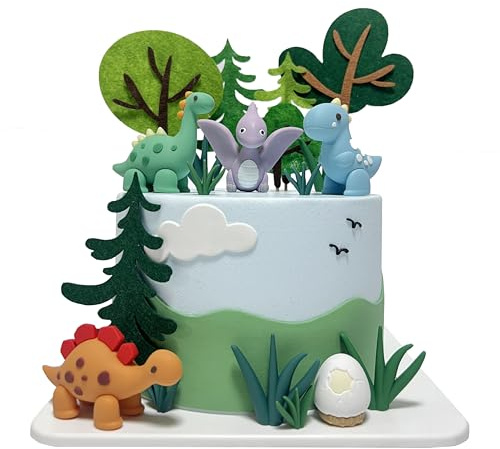 Set di 19 decorazioni per torte dinosauro, decorazioni per torte a forma di dinosauro, decorazione per feste di compleanno, decorazione per torte festa dinosauri per bambini