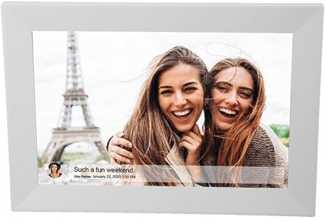 Plyisty Digital Bildram HD Pekskärm Trådlöst Väggmontering Smart Fotoram för Hemvitt, Lämpligt för Enkel Familjeddelning Appanvändare (EU)