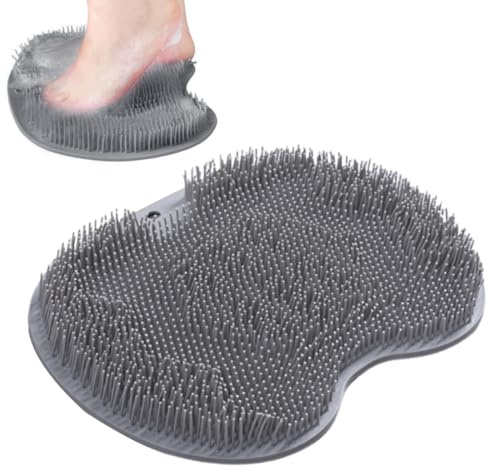 EIHI 1 Pieza Limpiador de Ducha de Pies, Masajeador de Lavado de Pies para Ducha con Ventosas Antideslizantes, Cepillo de Masaje Antideslizante para Limpiar, Exfoliar (Gris Claro)