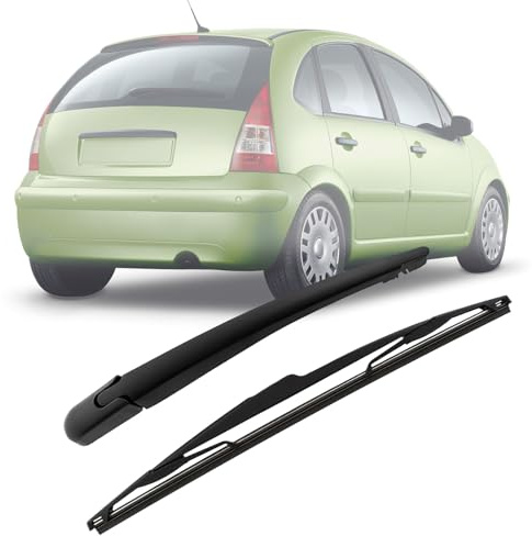 Braccio e Spazzola Tergilunotto Posteriore Compatibile con Citroen C3 2002-2009, Braccio Tergicristallo Posteriore Gomma, Kit Spazzole Tergicristallo Posteriore impermeabile