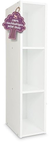 Puckdaddy Moritz - Mensola portaoggetti compatibile con Ikea Malm - 19x30x75 cm - Mensola in legno bianca - Mensola per fasciatoio per riporre oggetti nella cameretta