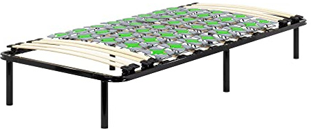 i-flair Metallbett Tellerlattenrost 100x200 cm auf Füßen, Gästebett Ergo IF56 mit Tellerfedern und Stauraum - für alle Matratzen und Betten geeignet