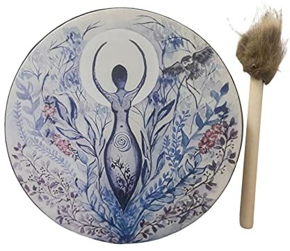 Tambor siberiano hecho a mano con baqueta, herramienta espiritual de música chamánica para curación de sonido