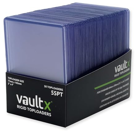 Vault X Toploaders 55pt, Trading Cards, Premium Extra Thick, 3 x 4 Seamless Rigid Card Holders, Hard Sleeves, Clear Protection for Collectible Card Games, Sports, TCG (50 Pack)