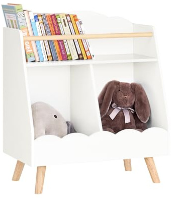 SoBuy Kinderregal mit 3 Fächern Bücherregal Aufbewahrungsregal für Kinder Montessori Regal weiß BHT ca. 61x71x35cm KMB100-K-W