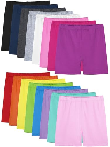FEOEOR 16 Pack Girls Dance Shorts Toddler Bike Biker Under Dress Cartwheel Kids Shorts Multi-Color Girls Clothes Mixed Color N 12-14Y