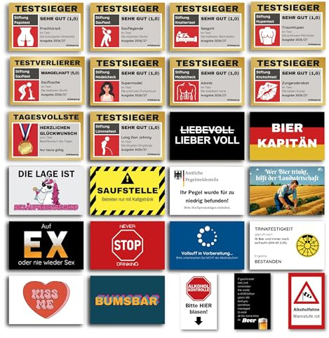 125x Malle Sticker Set in Top-Qualität mit UV-Beschichtung | 25 Motive x 5 Sticker | Malle Accessoire Sauf Saufen JGA Mallorca Aufkleber Stiftung Karneval Fasching Festival Party | by Drinkoparty
