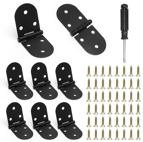 Charnière Invisible Noire 8 Pièces avec Vis et Tournevis – Charnière 180 Degrés Rabattable pour Meuble, Table, Porte, Cuisine, Camping-car – Montage Facile et Silencieux