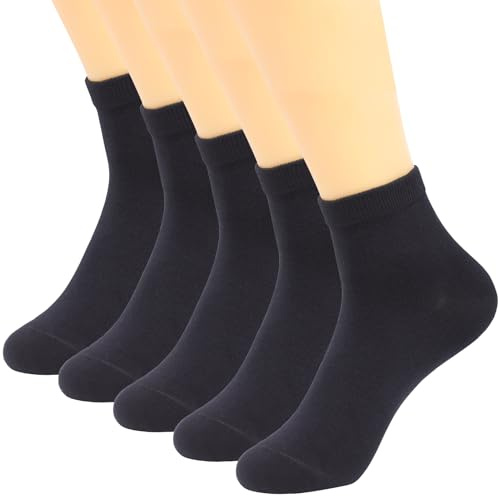 YOSENDE Calcetines Hombres Tobilleros Cortos Algodón 5 Pares Clásicos Liso Transpirables Cómodos Suaves 39-44,44-46