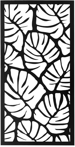 UNUS Quadro in metallo con foglie di palma, 120 x 60 cm, decorazione da parete per interni ed esterni, con gancio per appendere, design moderno, colore nero