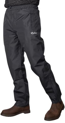 Rydale Men's Waterproof Overtrousers Lightweight Elasticated Waist Rain Overtrousers for Men Over Pants (UK, Alpha, L, Regular, Regular, Dark Grey)