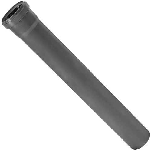 MegaHaustechnik HT Rohr DN40 Länge 1m lang x Außendurchmesser 40mm mit Muffe und Gummi-Dichtung, Steck-Ende außen Ø 40mm, Kanalrohr Abwasser Abfluss Leitung Lüftung Kunststoff grau