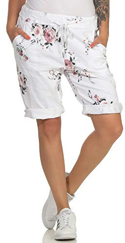 MATY FASHION Damen Bermuda Kurze Hose Shorts für den Strand Sweatpants Sommerhose 44 (34-40, Blume)
