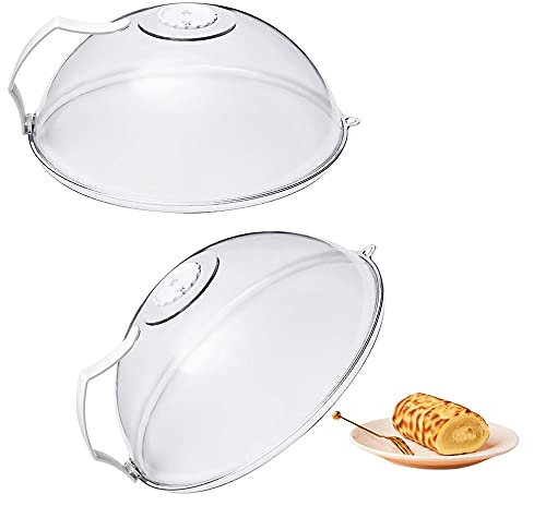 2 Piezas Cubierta de Microondas con Asa, Tapa de Salpicaduras de Microondas, Cubierta de Microondas, Tapa Transparente de Microondas, para la Conservación de Alimentos