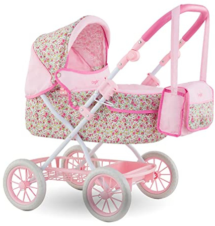 Corolle Baby Doll Stroller for Girls, Foldable Kids Toy Baby Stroller for Dolls with Carriage Design, Pink Pram