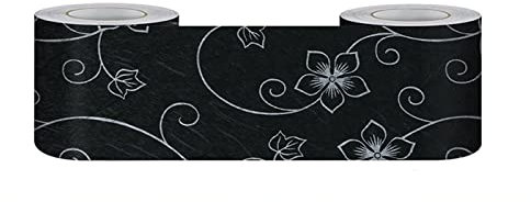 VisitRyl Frises Autocollantes DéCoratives Bordure De Papier Peint Frise Murale Adhesive Pour Cuisine, Salle De Bains,Chambre DéCoration Murale Motif Noir 10cm X 500cm