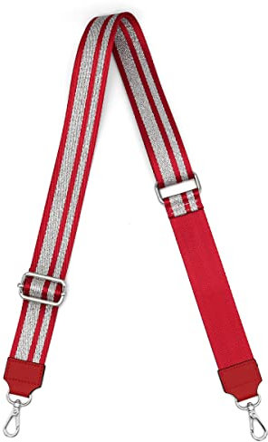 Taschengurte Zum Wechseln Silber Karabiner Verstellbarer Schultergurt für Taschen 3.8 Breit Taschengurt Schulterriemen für Taschen für Damen Herren 80-135cm Verstellbarer Taschenriemen (rot-1)